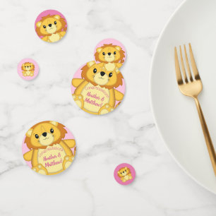 Lion Baby Shower Pink Confetti