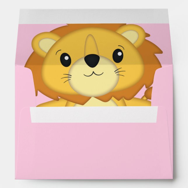 Lion Baby Shower Pink Envelope (Back (Bottom))