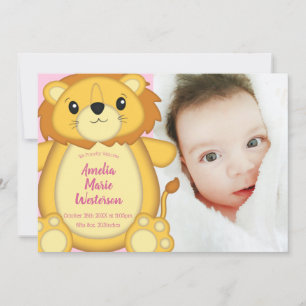 Lion Baby Shower Pink Invitation