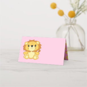 Lion Baby Shower Pink Place Card