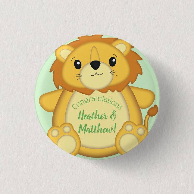 Lion Baby Shower Safari 3 Cm Round Badge (Front)