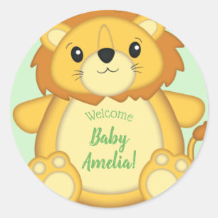 Lion Baby Shower Safari Classic Round Sticker