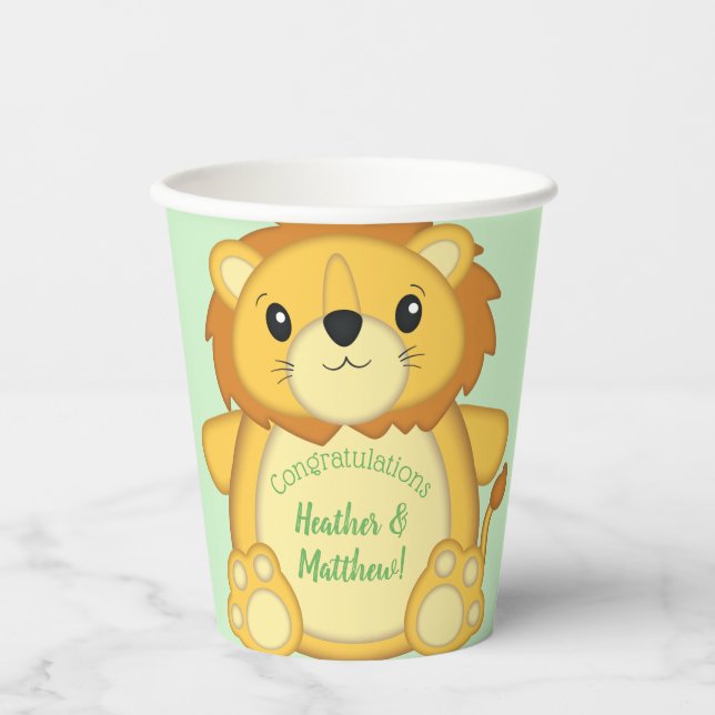 Lion Baby Shower Safari Paper Cups (Front)