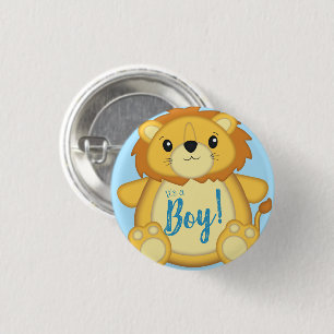 Lion Baby Shower Zoo Circus Blue Boy 3 Cm Round Badge