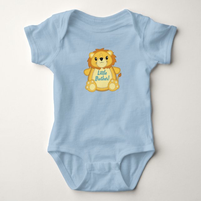 Lion Baby Shower Zoo Circus Blue Boy Baby Bodysuit (Front)