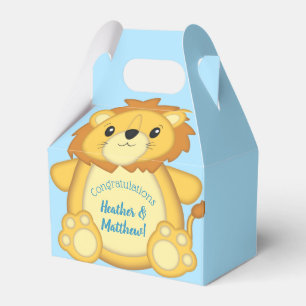 Lion Baby Shower Zoo Circus Blue Boy Favour Box