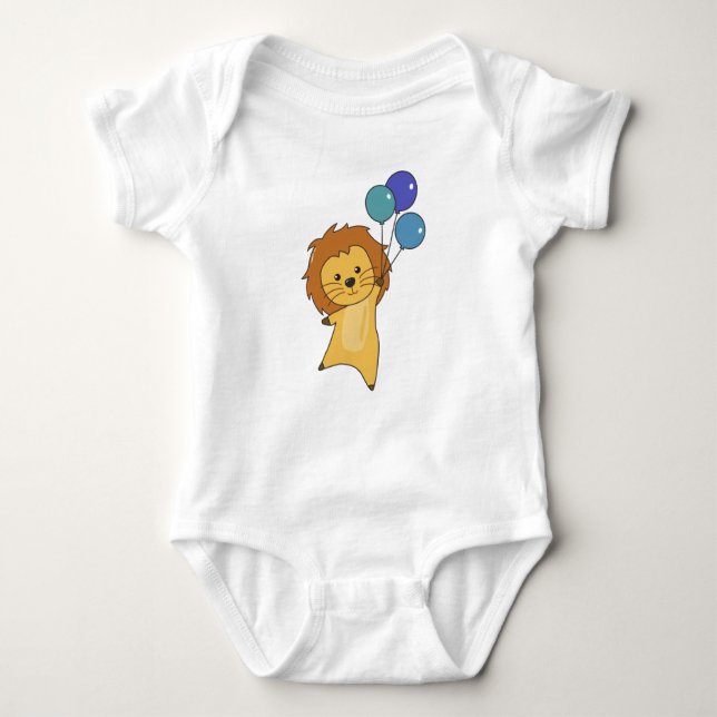 Lion Balloons Flies Upward Cute Animals For Babies Baby Bodysuit (Front)