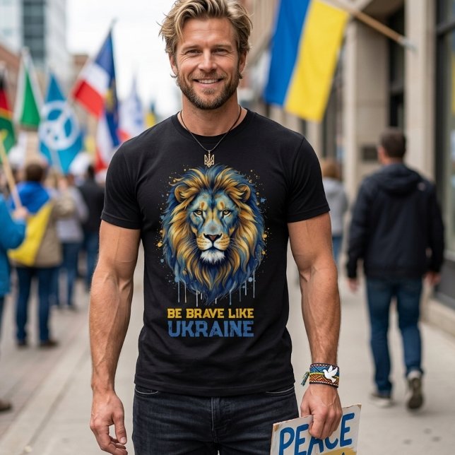 Lion “Be brave like Ukraine.” T-Shirt (Creator Uploaded)
