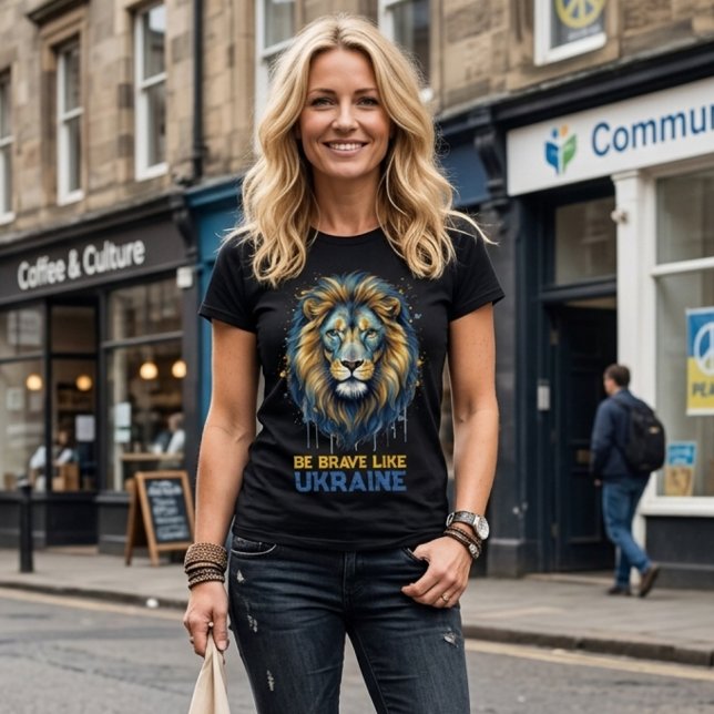 Lion “Be brave like Ukraine.” Tri-Blend Shirt (Creator Uploaded)