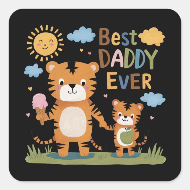 Lion Best Daddy Ever Square Sticker (Front)