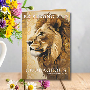 Lion Bible Quote Be Strong Graduation Card