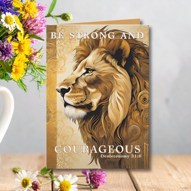 Lion Bible Quote Be Strong Graduation  Card (Creator Uploaded)