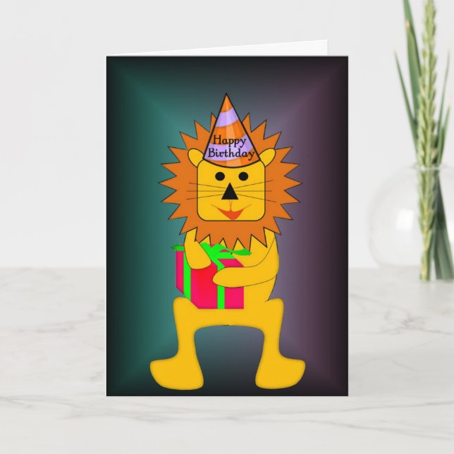 Lion Birthday Card For Kids (Front)