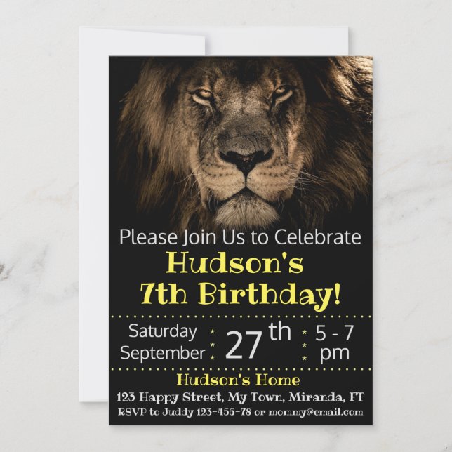 Lion birthday invitation (Front)