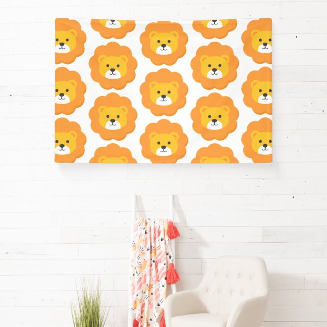 Lion Birthday Kids Room Wall Art Banner (Insitu)