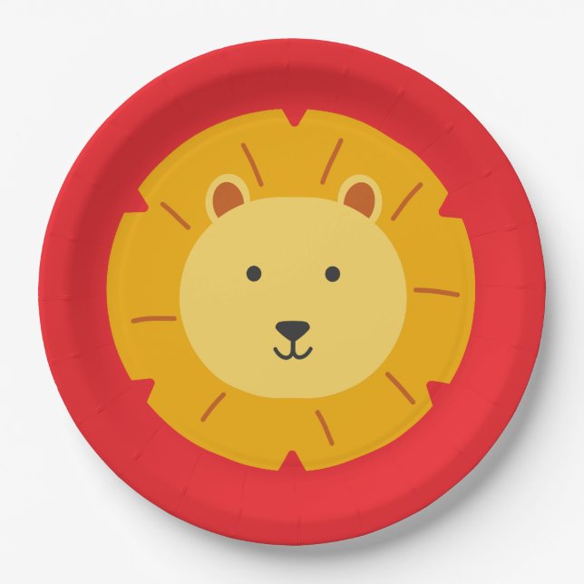 Lion Birthday Kids Room Wall Art Paper Plates (Front)
