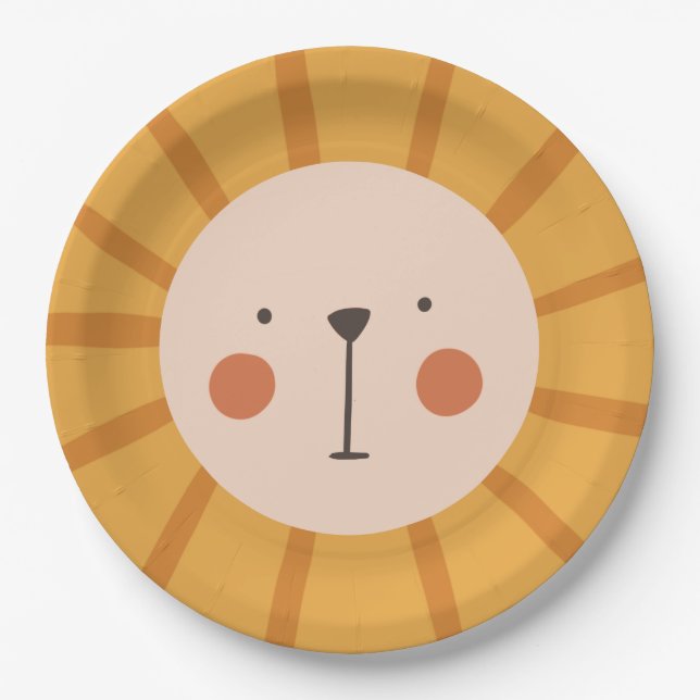 Lion Birthday Kids  Wall Paper Plate (Front)