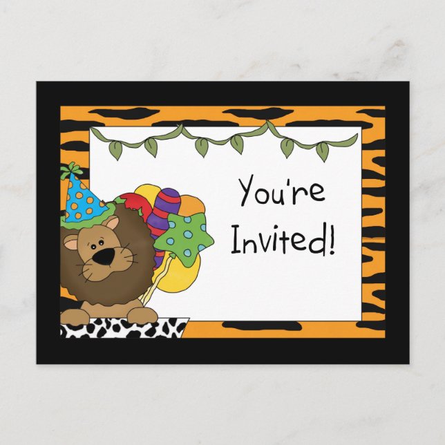 Lion Birthday Party  Invitations (Front)