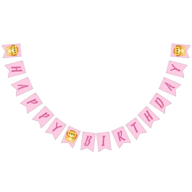 Lion Birthday Party Pink Bunting (All)