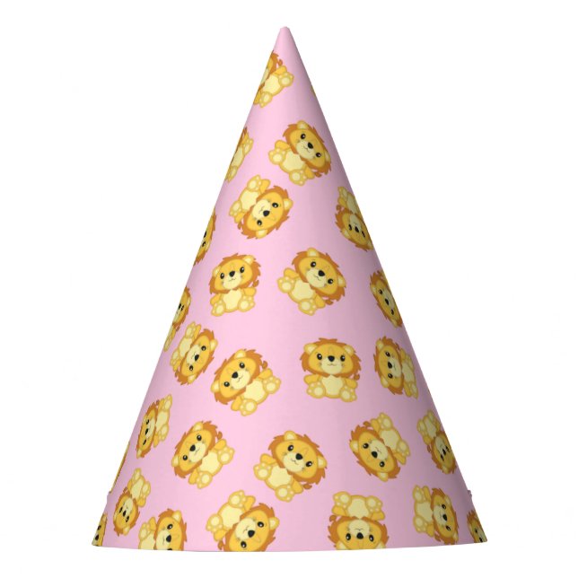 Lion Birthday Party Pink Hat (Front)