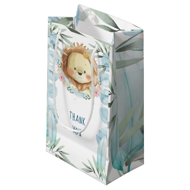 Lion Birthday Thank you Favours Small Gift Bag (Front Angled)