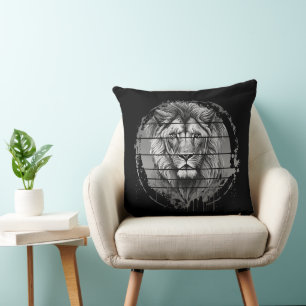Lion Black And White Cushion