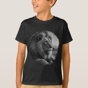 lion black and white nature animal wildlife T-Shirt