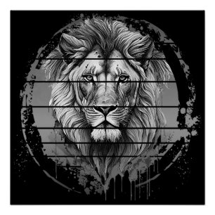 Lion Black And White Poster