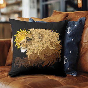 Lion Black Yellow Mandal Sun Cushion