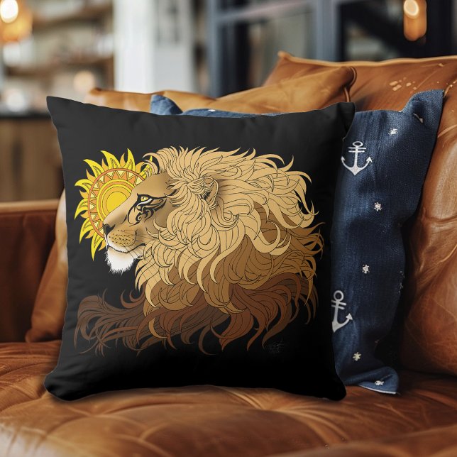 Lion Black Yellow Mandal Sun Cushion (Creator Uploaded)