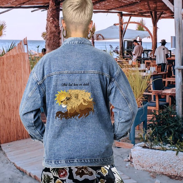 Lion Black Yellow Mandal Sun Denim Jacket (Creator Uploaded)