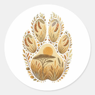 Lion Botanical Footprint Nature Sticker