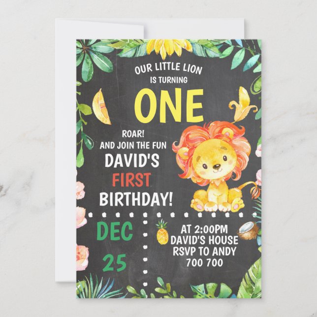 Lion Boy Birthday Party Invitation (Front)