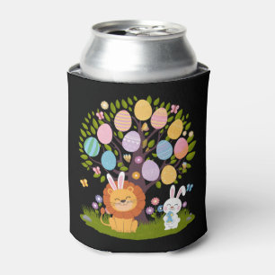 Lion Bunny Easter Cute Tree Hunting Eggs Can Cooler