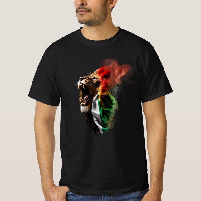 Lion bursting out of South African Flag T-Shirt (Front)