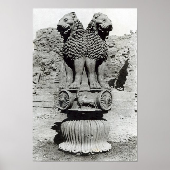 Lion capital from the Pillar of Emperor Ashoka Poster (Front)