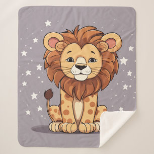 Lion cartoon stars sherpa blanket