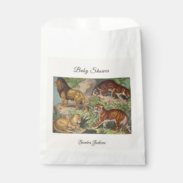 Lion cat jungle Gender neutral Baby Shower by Mail Favour Bags (Front)