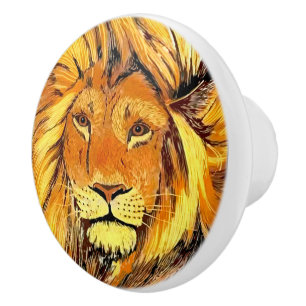 Lion Ceramic Knob