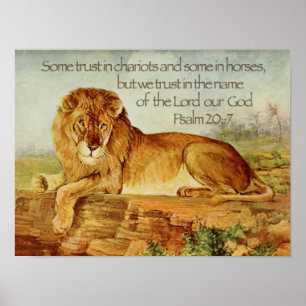 Lion Christian Bible Verse Trust in the Lord Poster