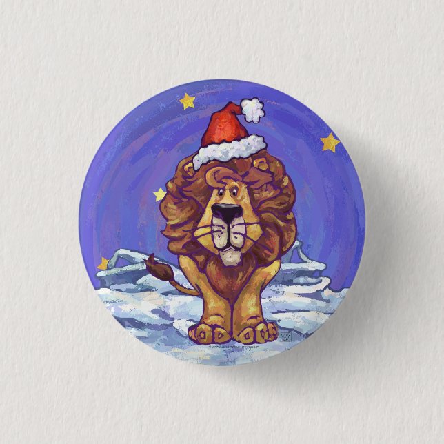 Lion Christmas 3 Cm Round Badge (Front)