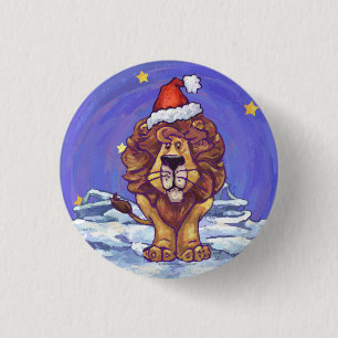 Lion Christmas 3 Cm Round Badge