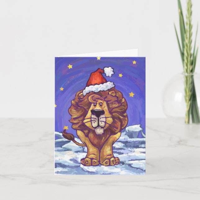 Lion Christmas Holiday Card (Front)