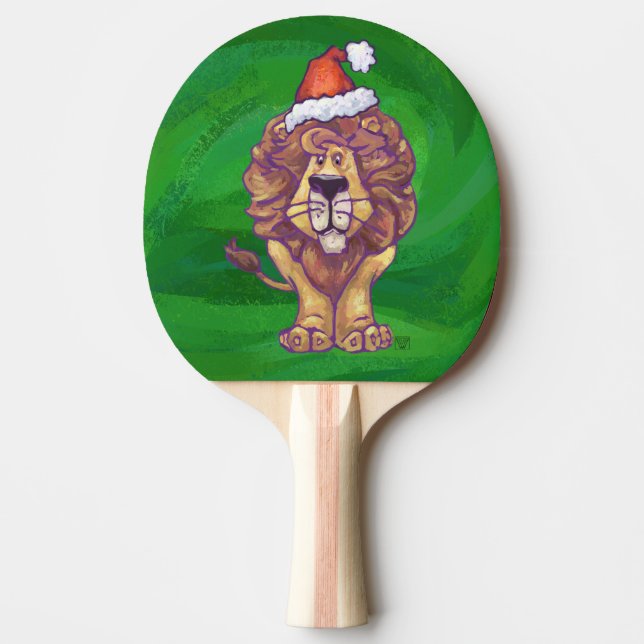 Lion Christmas On Green Ping Pong Paddle (Front)