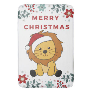 Lion Christmas Snow Winter Animals Lions Bath Mat