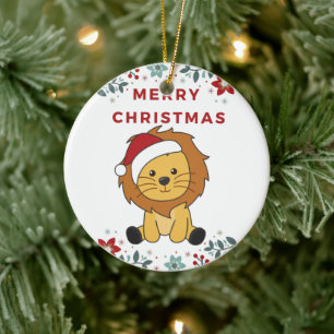Lion Christmas Snow Winter Animals Lions Ceramic O Tree Decoration