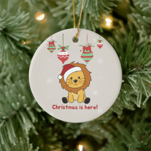 Lion Christmas Snow Winter Animals Lions Ceramic O Tree Decoration