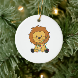 Lion Christmas Snow Winter Animals Lions Ceramic Tree Decoration