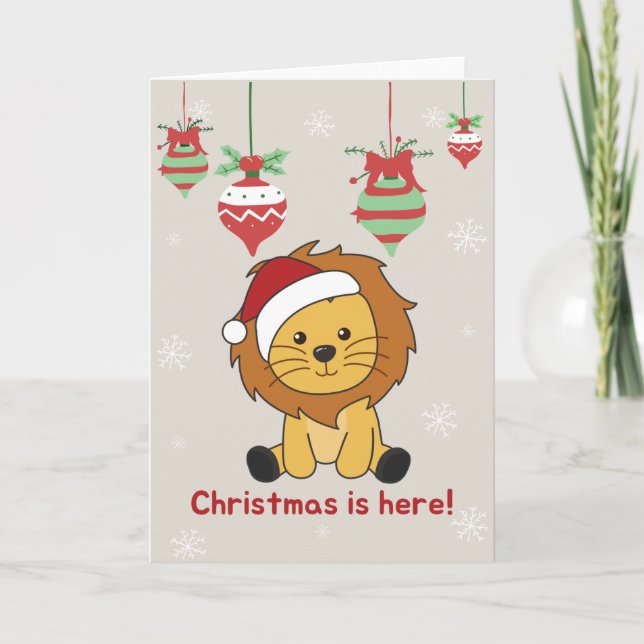 Lion Christmas Snow Winter Animals Lions Holiday C (Front)