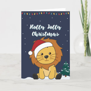 Lion Christmas Snow Winter Animals Lions Holiday C Card